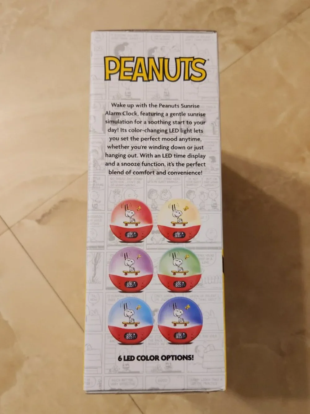 Peanuts Snoopy & Woodstock Sunrise Alarm Clock NEW Skateboarding